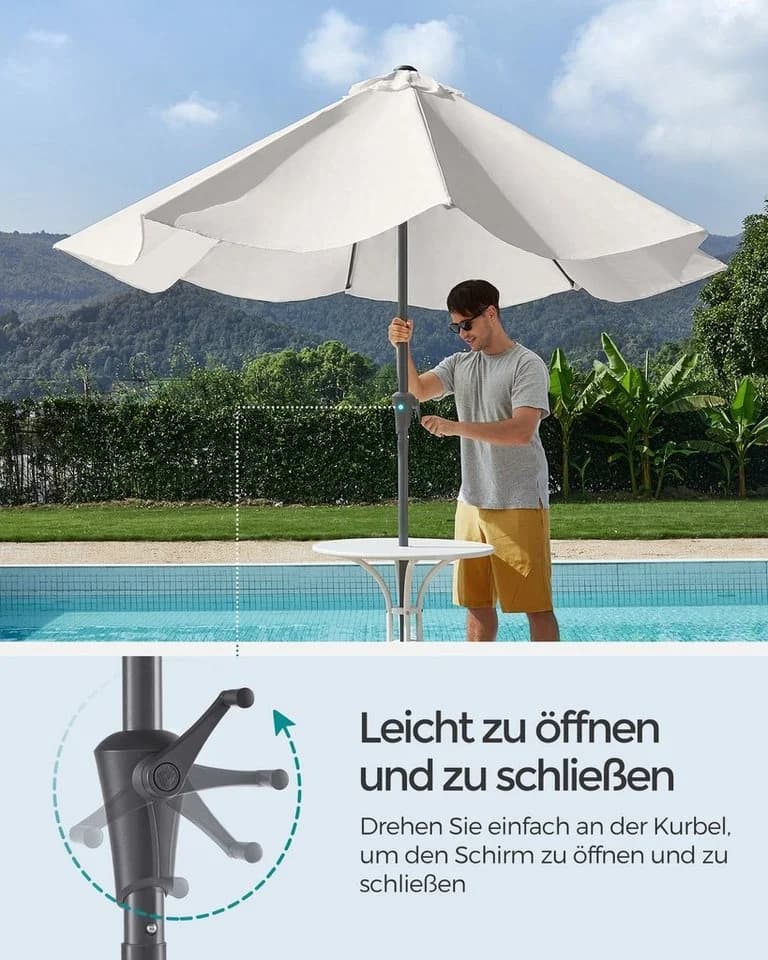 SONGMICS Sonnenschirm 300 cm UPF 50+ Kurbel - Bild 3