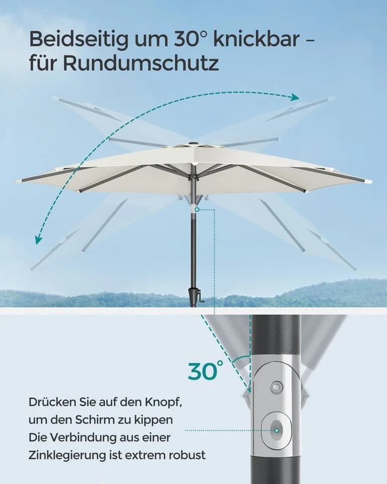 SONGMICS Sonnenschirm 300 cm UPF 50+ Kurbel - Bild 4