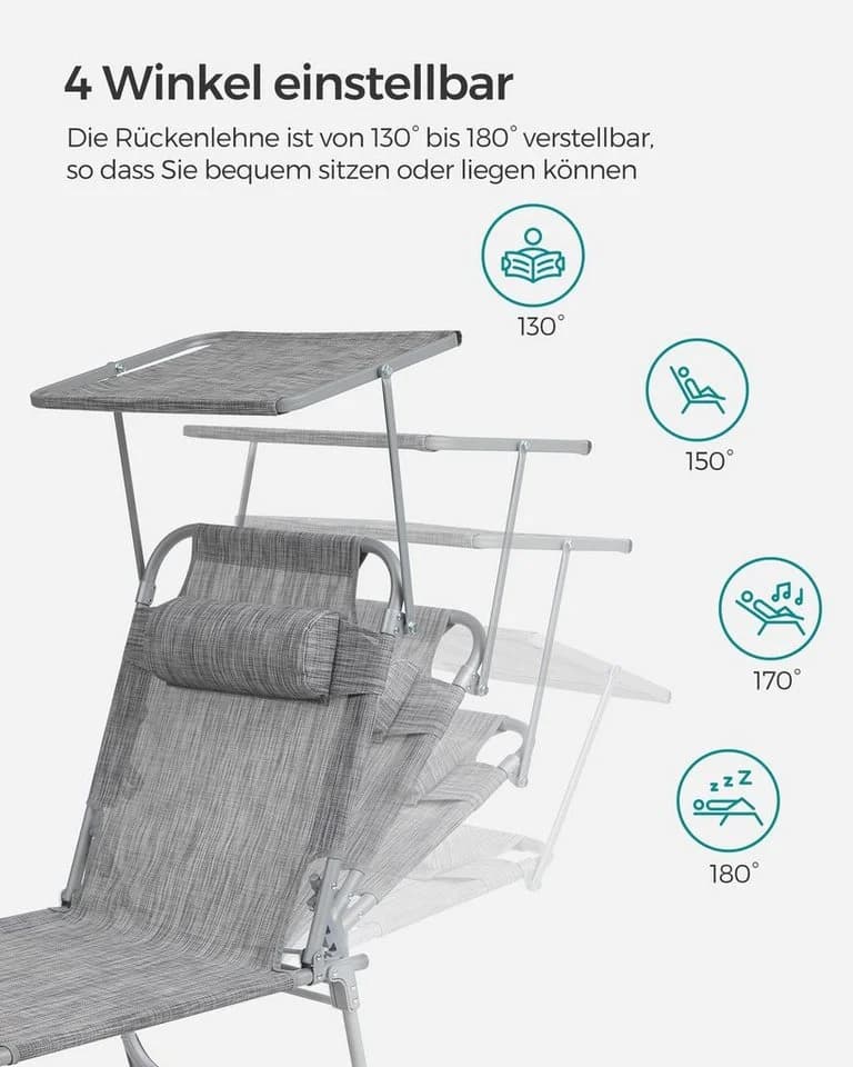 SONGMICS Gartenliege Klappbar mit Verstellbarer Rückenlehne - Bild 3