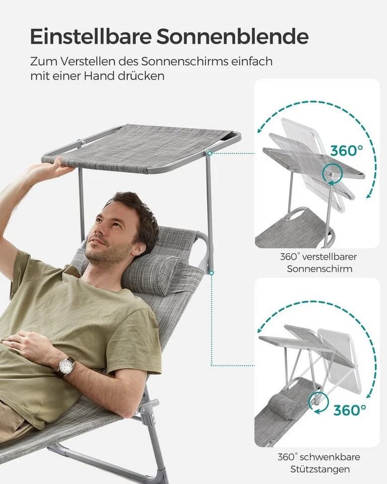 SONGMICS Gartenliege Klappbar mit Verstellbarer Rückenlehne - Bild 4