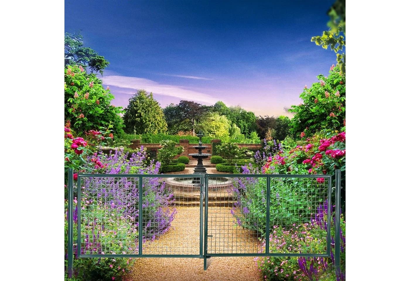 SONGMICS Gartentor Doppeltor mit Schloss und 3 Schlüsseln 310 x 100 cm - Bild 3