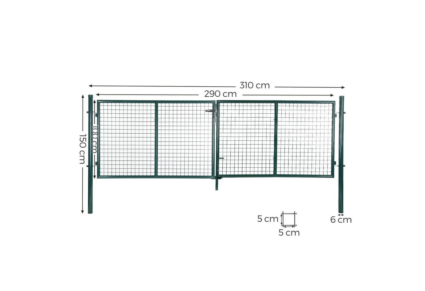SONGMICS Gartentor Doppeltor mit Schloss und 3 Schlüsseln 310 x 100 cm - Bild 4