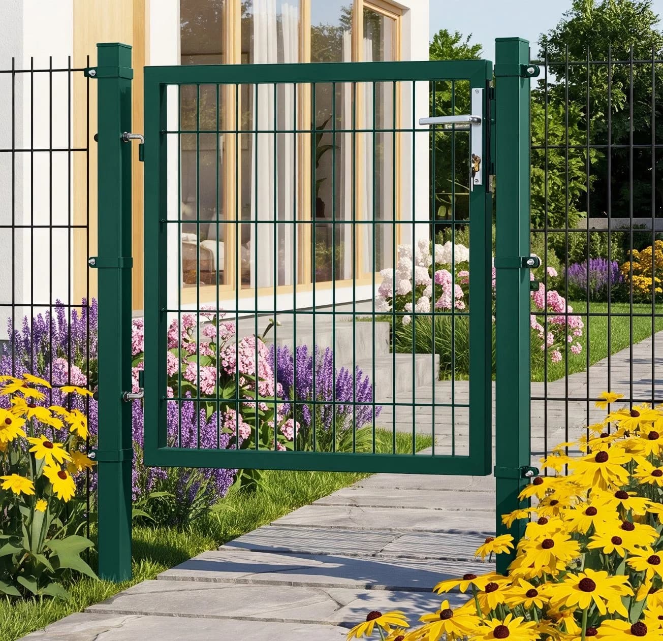 SONGMICS Gartentor verzinkter Stahl abschließbar grün - Bild 2
