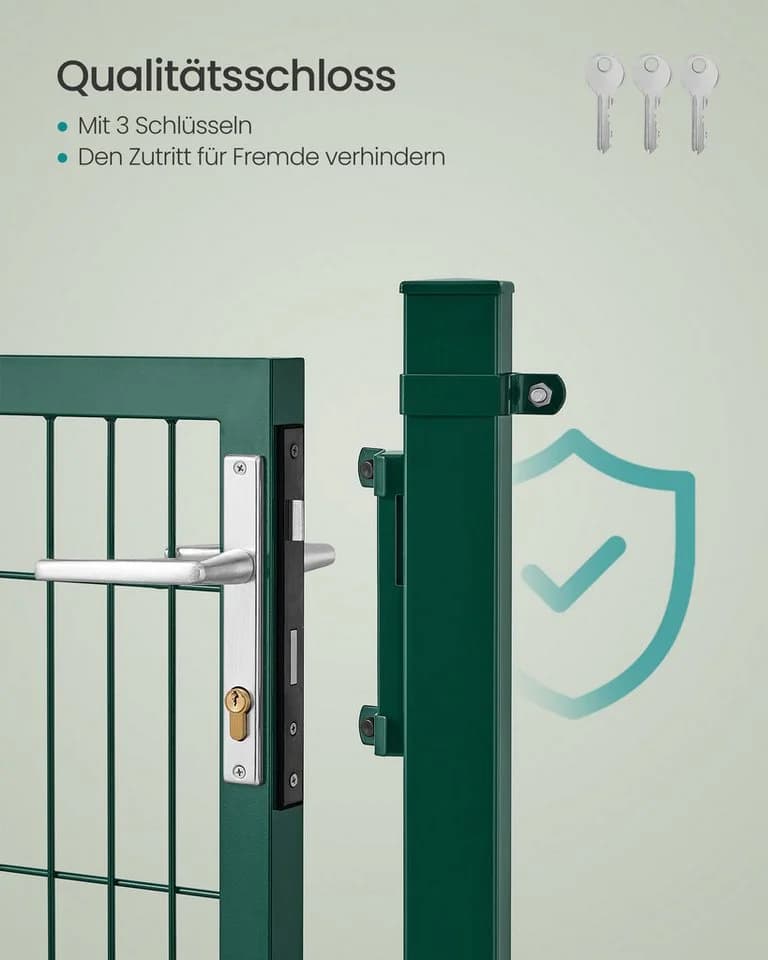 SONGMICS Gartentor verzinkter Stahl abschließbar grün - Bild 4