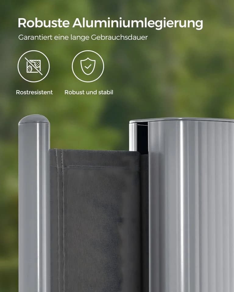 SONGMICS Seitenarmmarkise Alu Sichtschutz 280 g/m² Windschutz ausziehbar - Bild 5