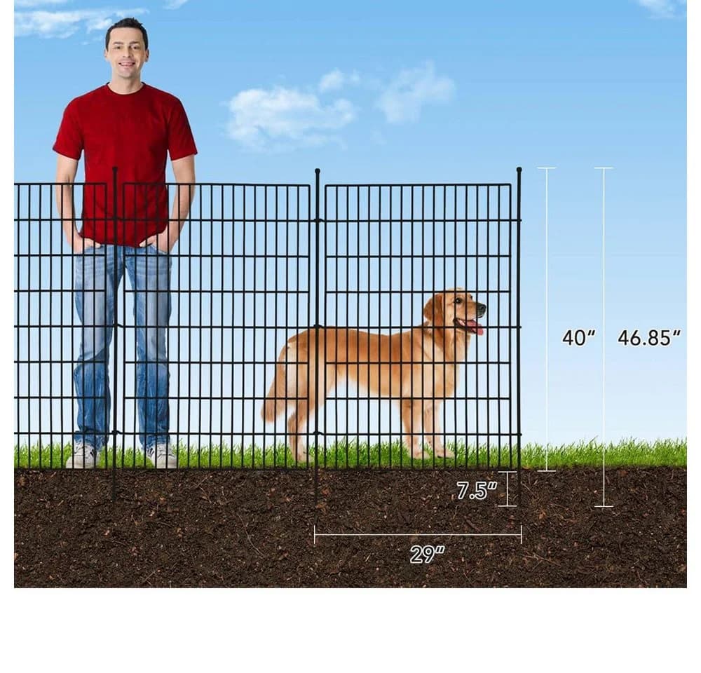 GarveeMore Metallzaun Garten Zaun 10 Panels Kein Graben