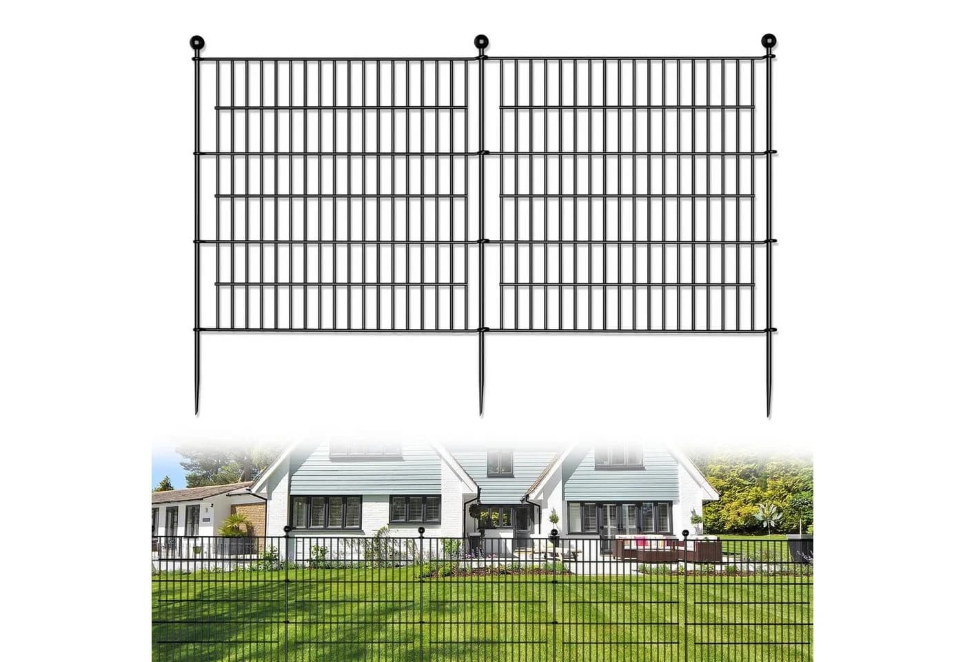 GarveeMore Metallzaun Garten Zaun 10 Panels Kein Graben - Bild 2