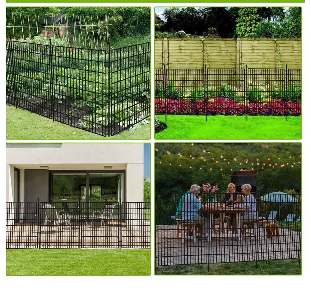 GarveeMore Metallzaun Garten Zaun 10 Panels Kein Graben - Bild 5