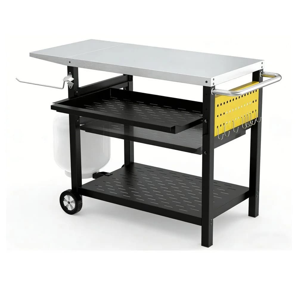 GarveeMore Outdoor Grill Cart mit drei Regal Pizza Ofen Tisch - Bild 2