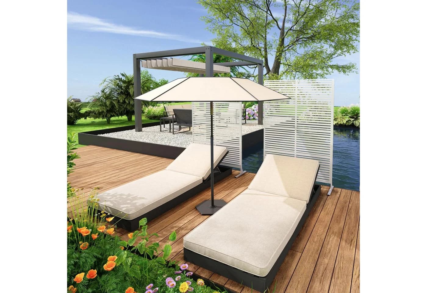GarveeMore Paravent Metall Outdoor Dekorative Privatsphäre Zaun