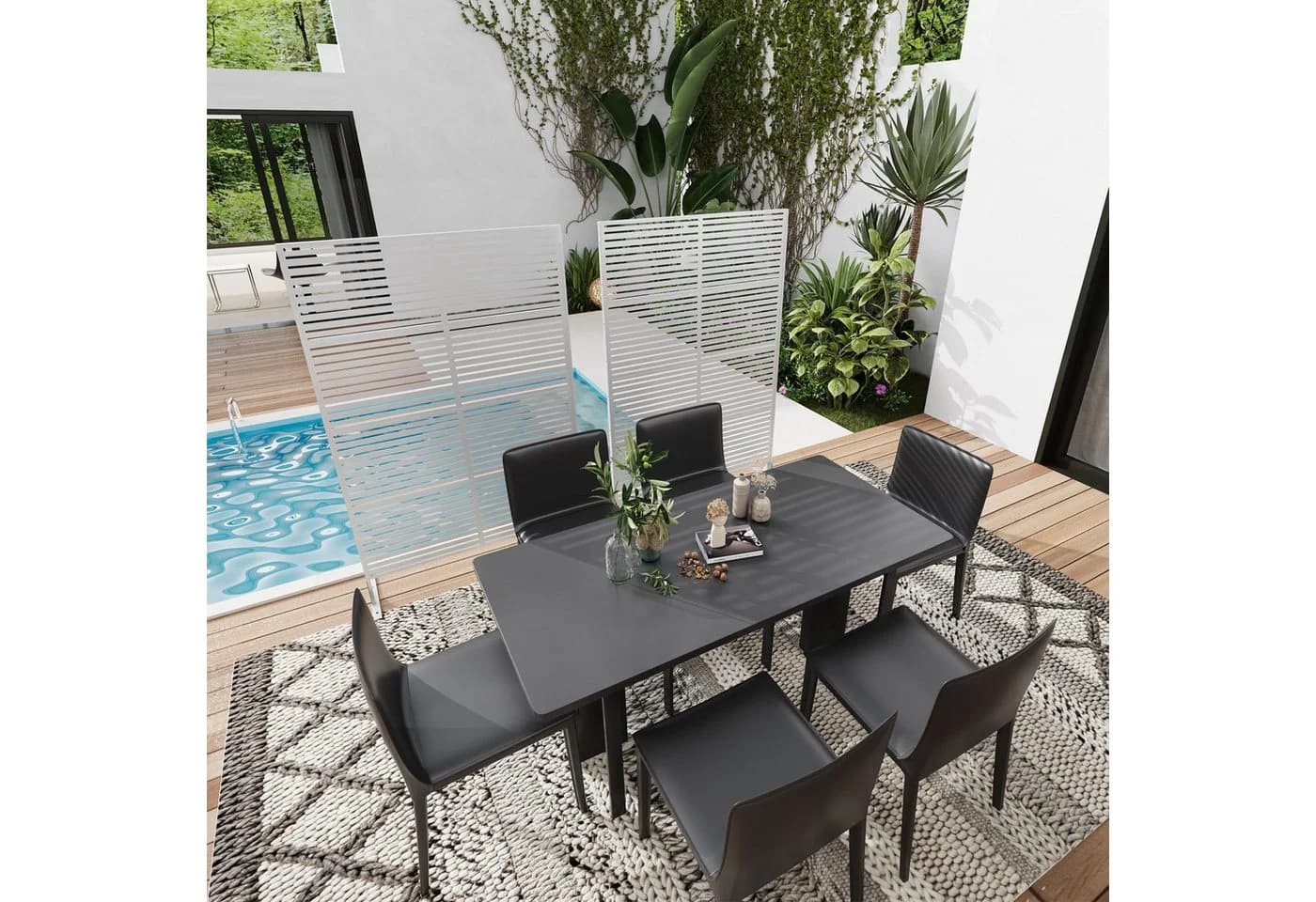GarveeMore Paravent Metall Outdoor Dekorative Privatsphäre Zaun - Bild 5