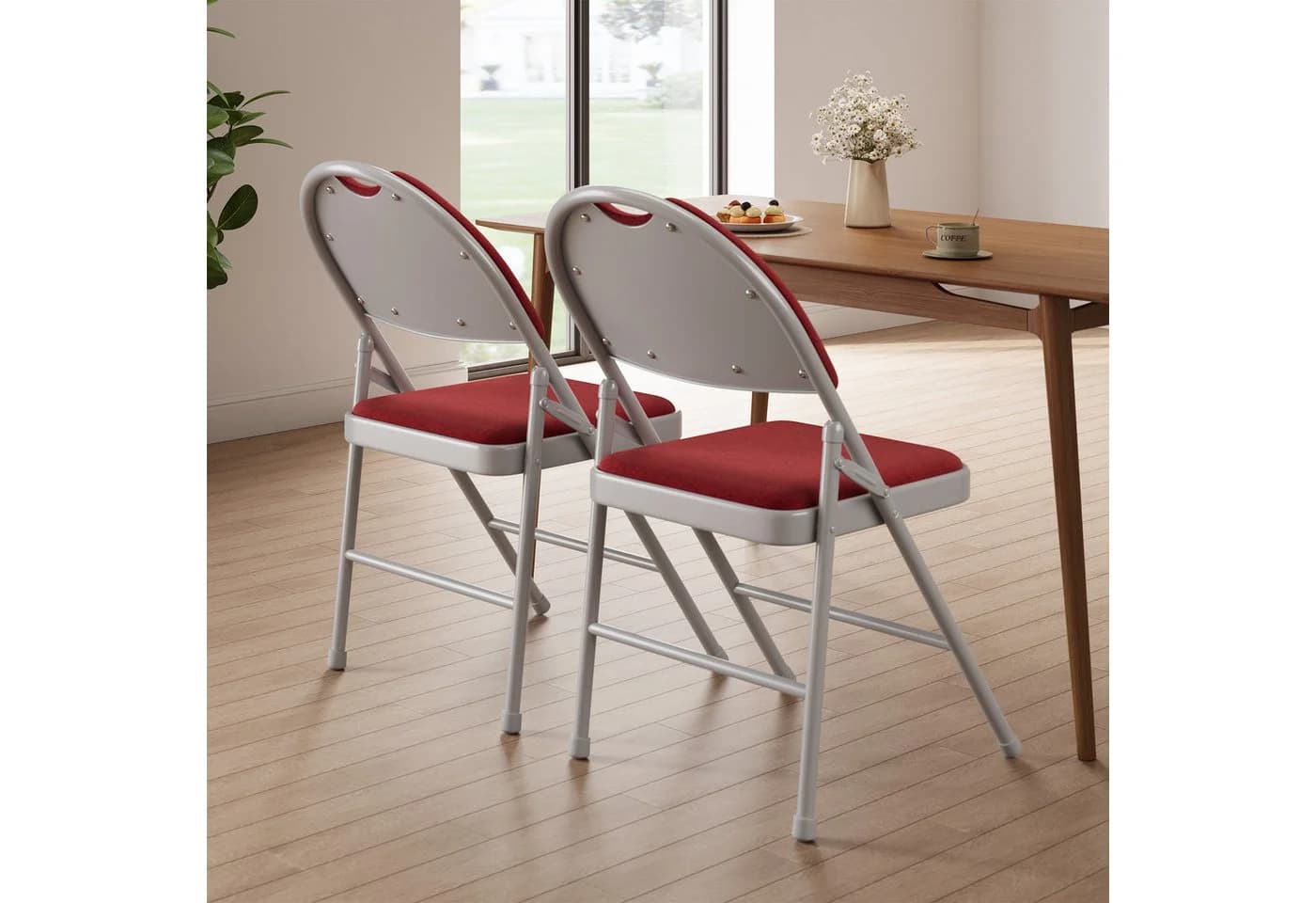 GarveeMore Klappstuhl 4er Set Weiß Stapelbar Gartenstuhl