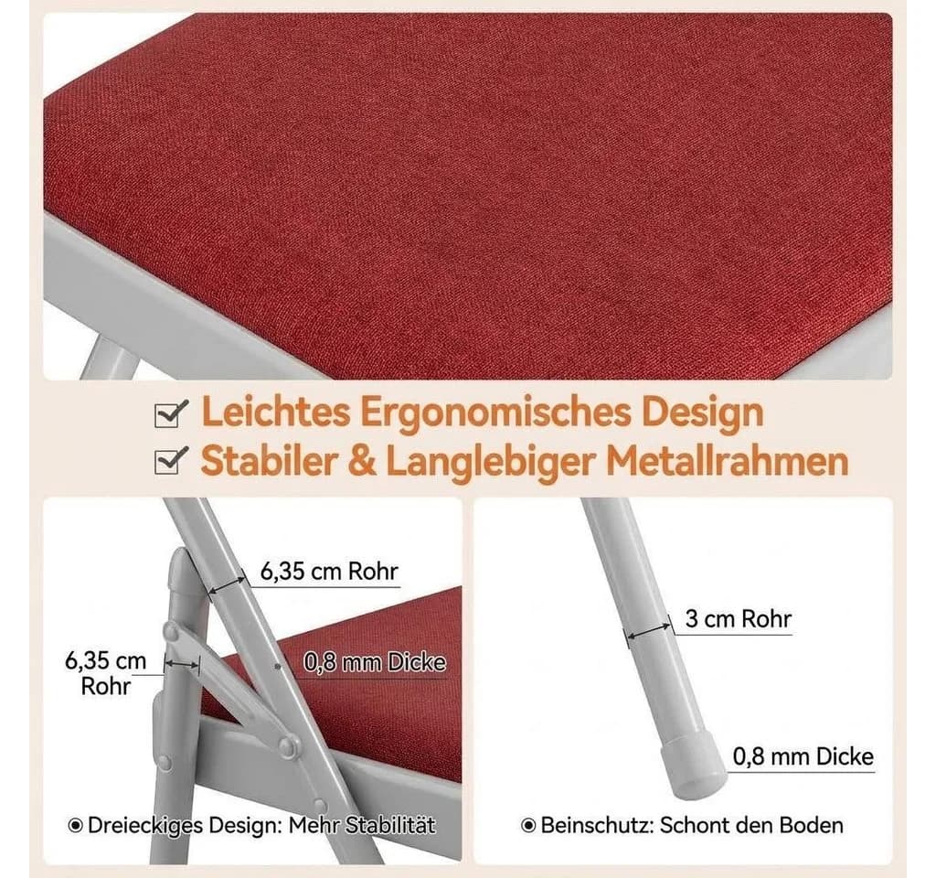 GarveeMore Klappstuhl 4er Set Weiß Stapelbar Gartenstuhl - Bild 4