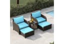 GarveeMore Gartenlounge-Set 5-tlg. blau PE-Rattan mit Tisch Bild 2