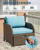 GarveeMore Gartenlounge-Set 5-tlg. blau PE-Rattan mit Tisch Bild 3
