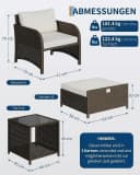 GarveeMore Gartenlounge-Set 5-tlg. Beige PE-Rattan mit Tisch Bild 1