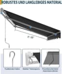 GarveeMore Gelenkarmmarkise Schwarz UV50+ Wasserabweisend Bild 5