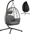 GarveeMore Hängesessel mit Gestell Outdoor Indoor Rattan Stahlgestell Bild 2