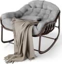GarveeMore Schaukelstuhl mit Gepolstertem Kissen, Ei-Schaukelstuhl für Wohnzimmer, Garten, Outdoor Patio Bild 2