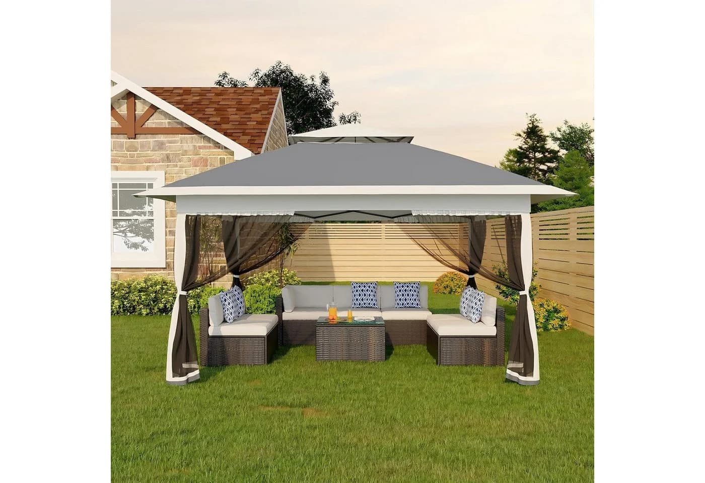 GarveeMore Faltpavillon 3x3m mit Moskitonetz Grau - Bild 2