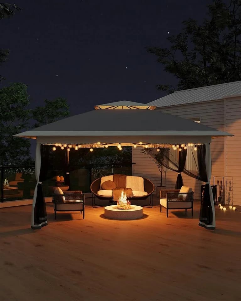 GarveeMore Faltpavillon 3x3m mit Moskitonetz Grau - Bild 3