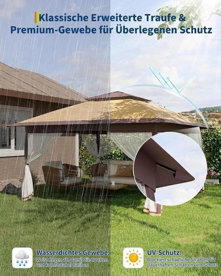 GarveeMore Faltpavillon 3x3m mit Moskitonetz Grau - Bild 4