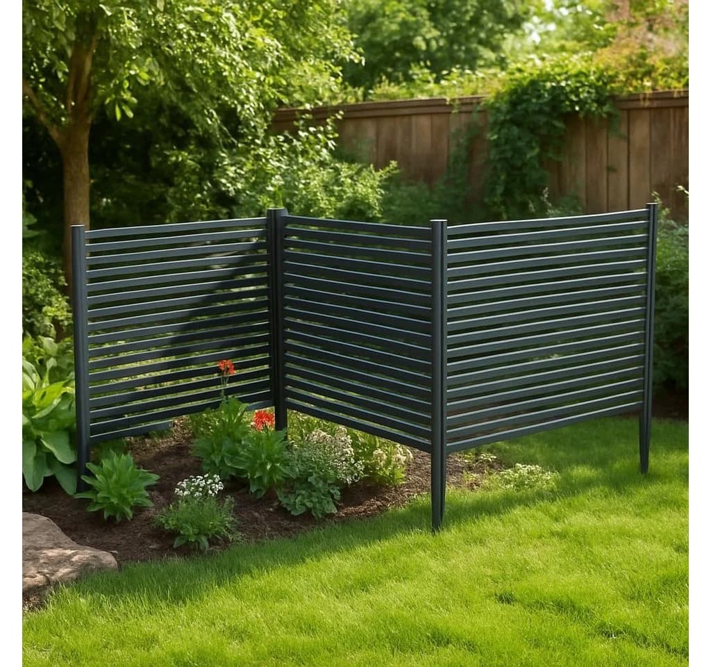 GarveeMore Paravent 120 x 90cm Sichtschutz Garten Raumteiler 2-teilig Balkonsichtschutz Schwarz - Bild 5