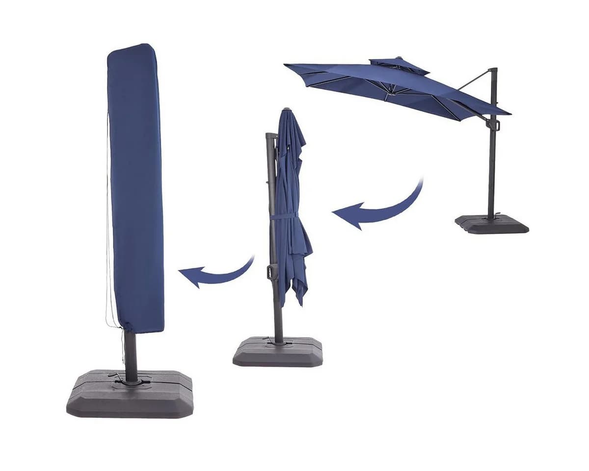 GarveeMore Gartenschirm 300x300cm Aluminium UV50+ Blau 360° drehbar - Bild 3