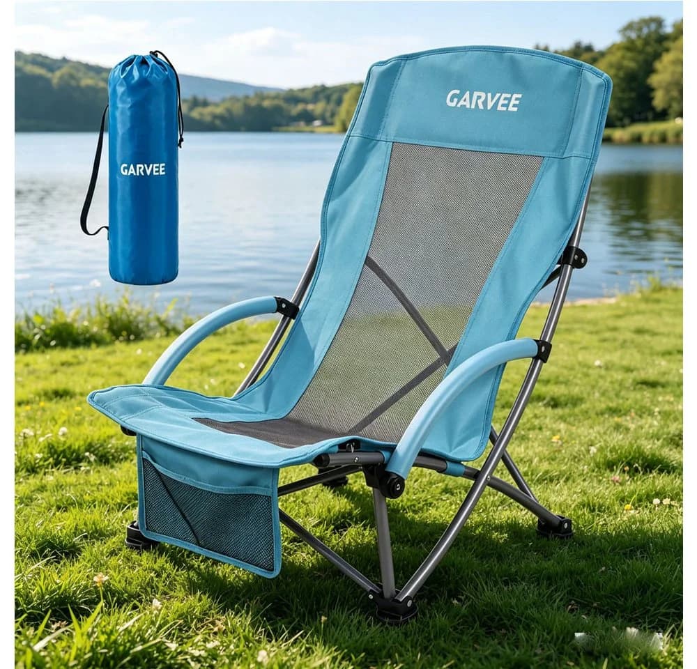 GarveeMore Klappstuhl Strandstuhl klappbar Stahlrahmen 136kg Tragkraft