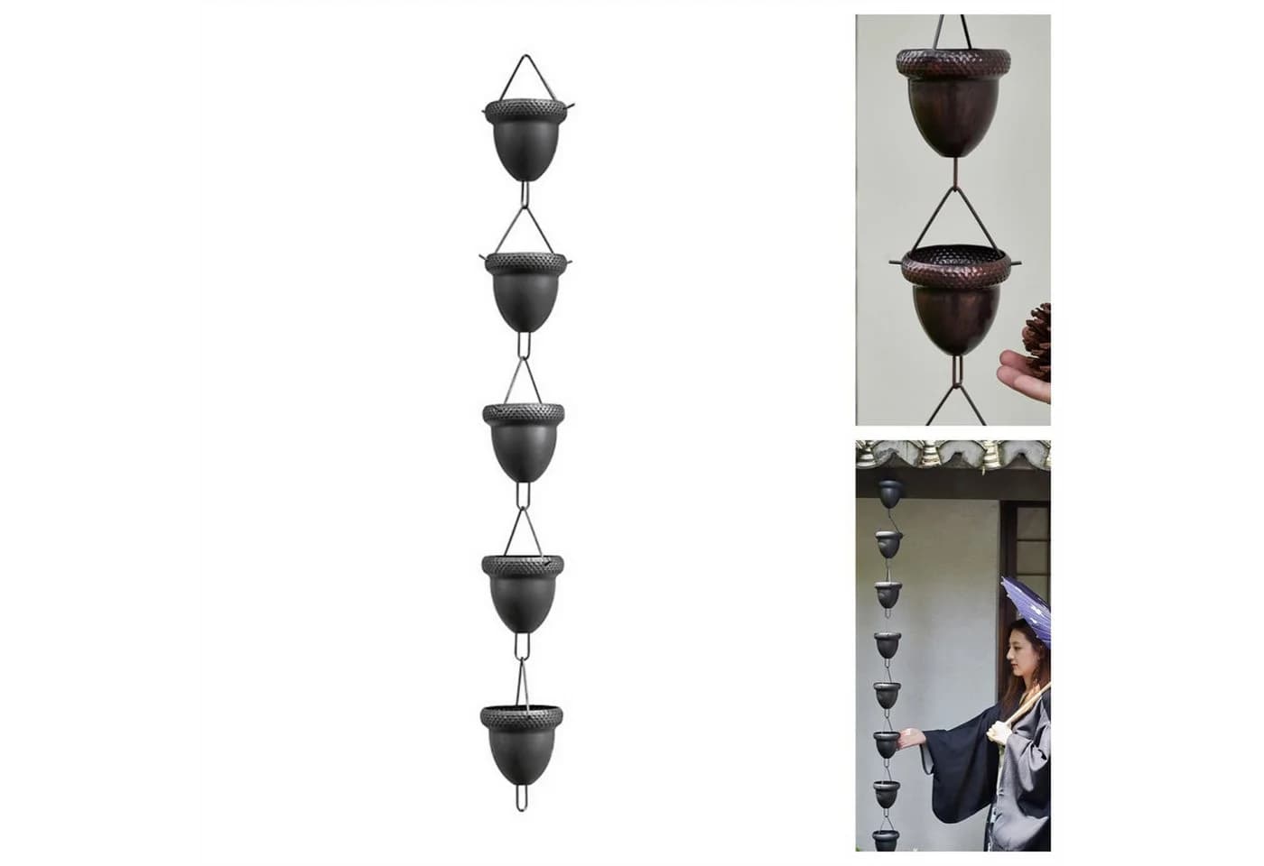 GarveeMore Windspiel Regen Ketten Aluminium Eichel Regenkette