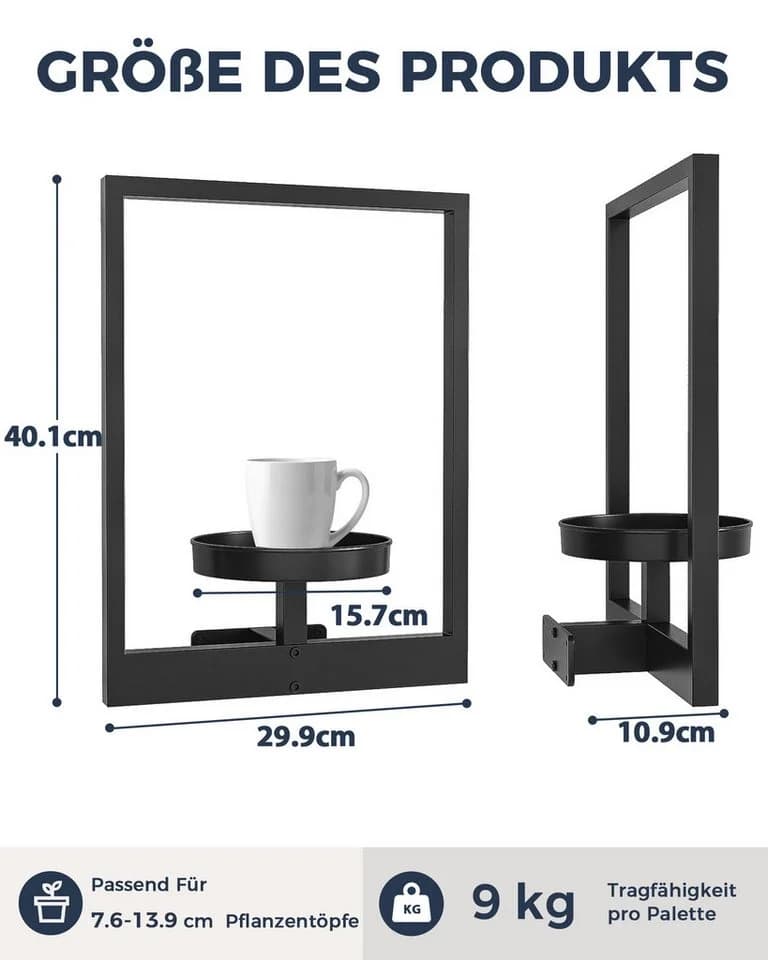 Bamworld Blumenampel 3er-Set Schwarz Metall Hängegefäß