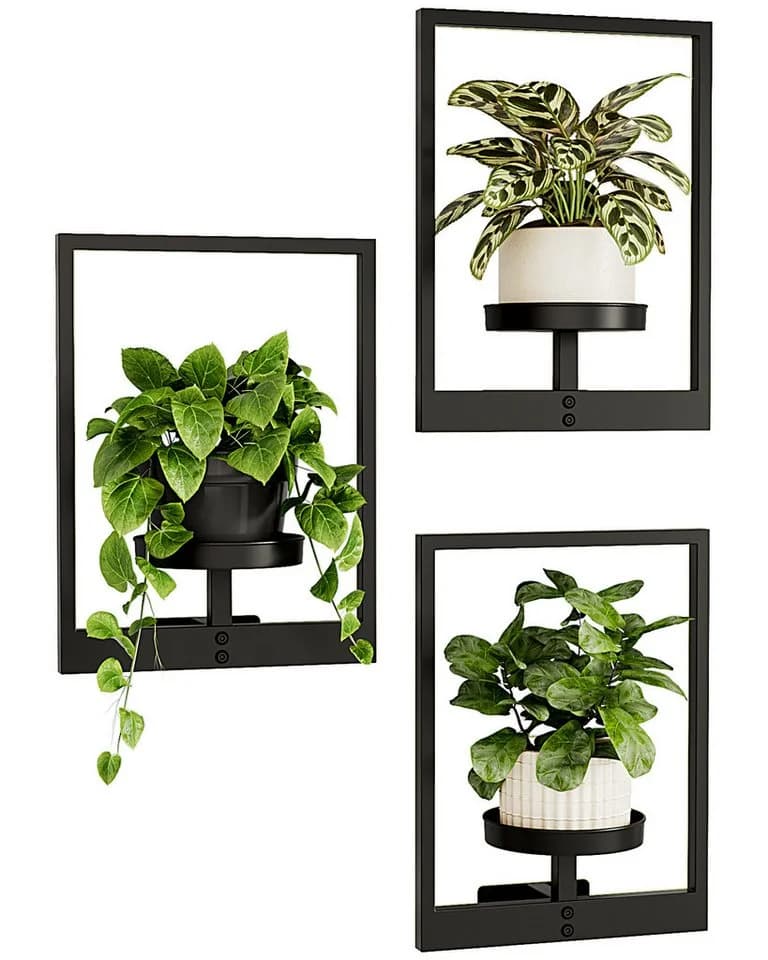 Bamworld Blumenampel 3er-Set Schwarz Metall Hängegefäß - Bild 2