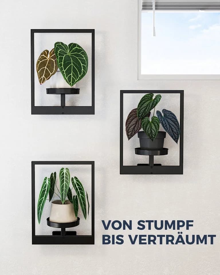 Bamworld Blumenampel 3er-Set Schwarz Metall Hängegefäß - Bild 3