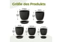 Bamworld Blumentopf 5er Set Schwarz Kunststoff mit Löchern & Untersetzern Bild 1
