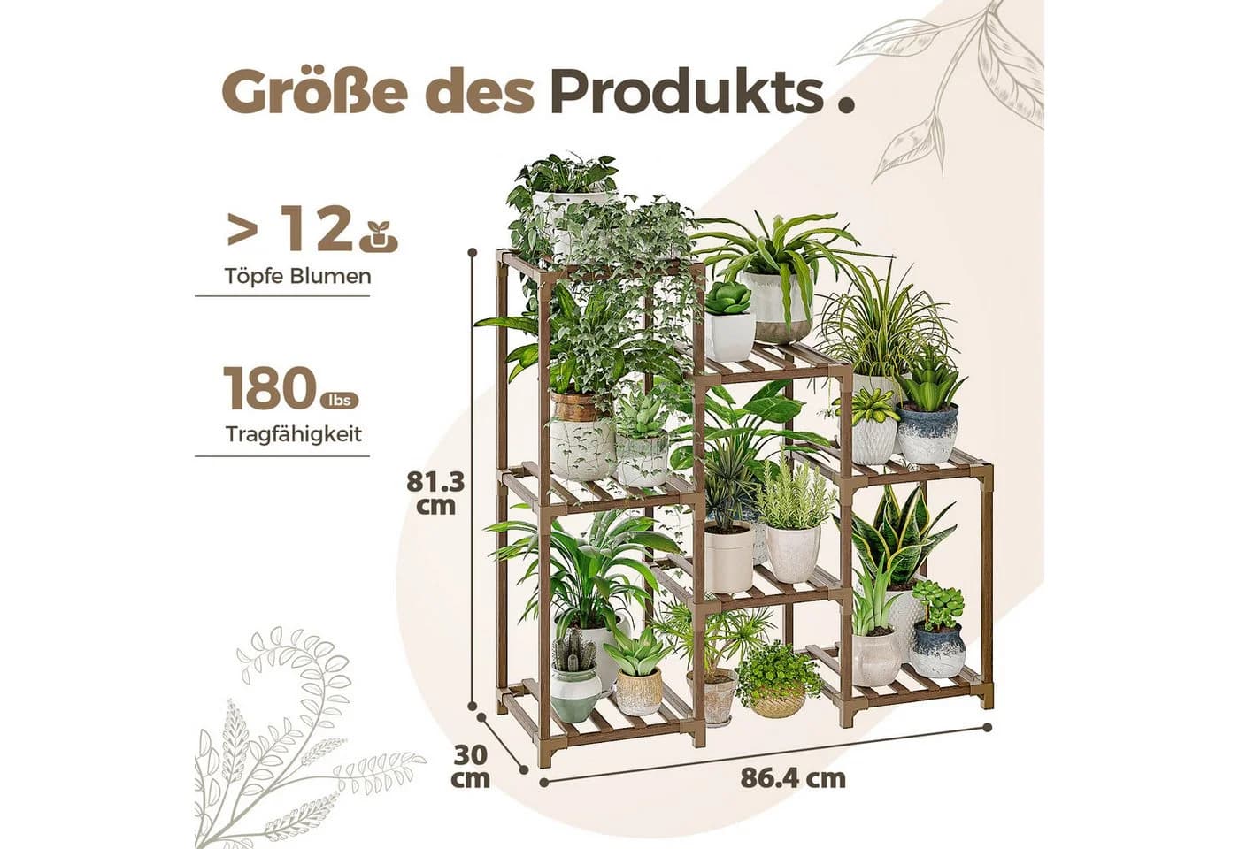 Bamworld Blumenständer Pflanzenständer Pflanzenregal 7 Ebenen
