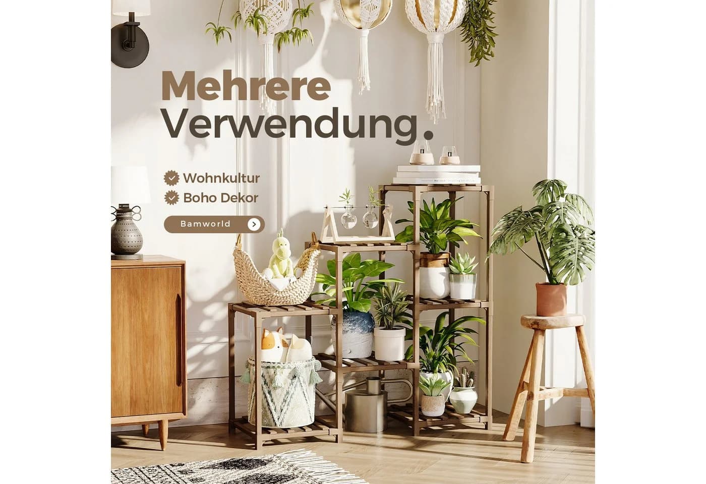 Bamworld Blumenständer Pflanzenständer Pflanzenregal 7 Ebenen - Bild 4
