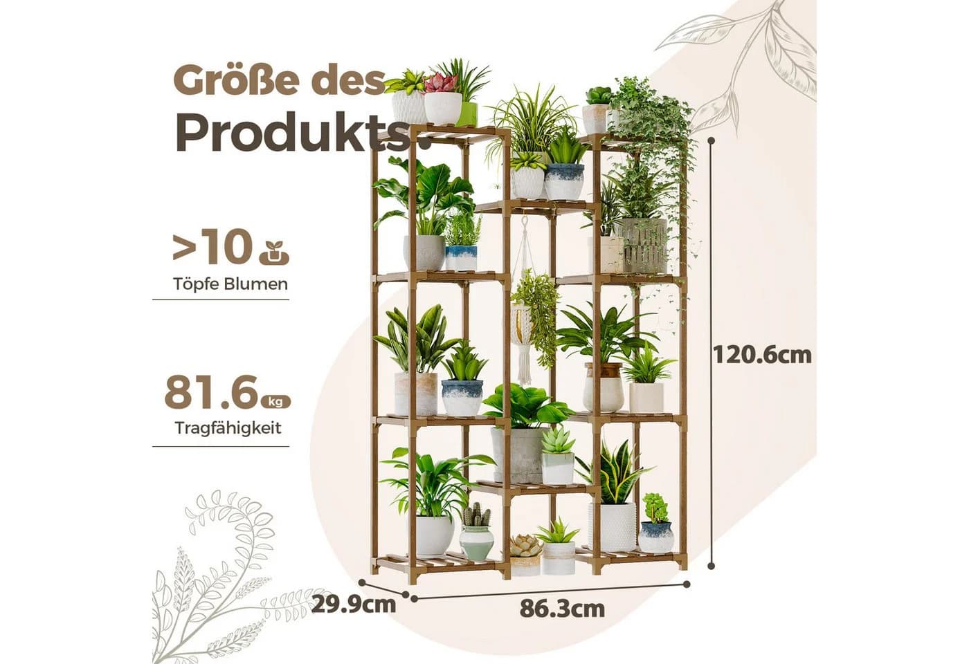 Bamworld Blumenständer Pflanzenständer Hoher Pflanzenstufen Pflanzenregal