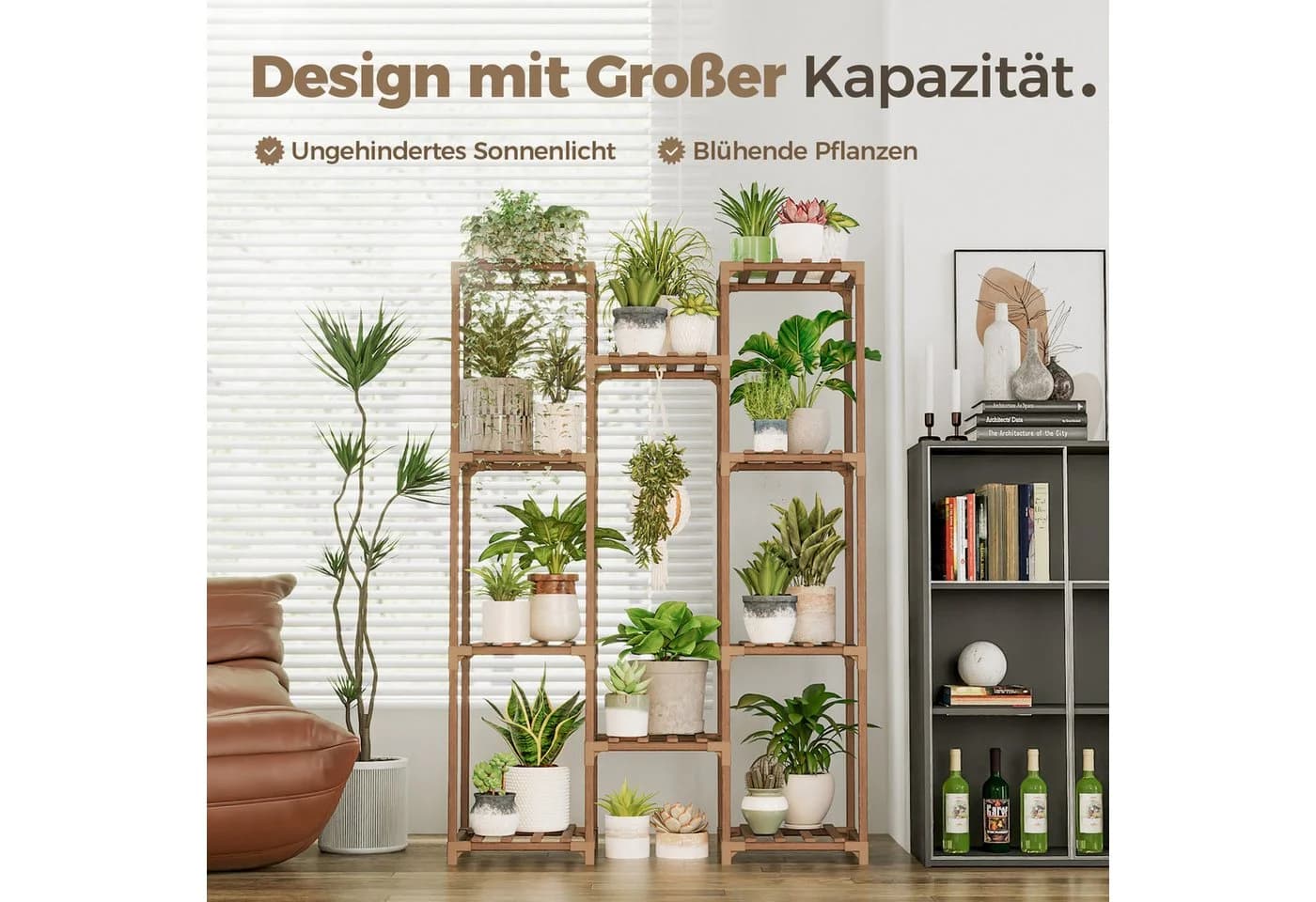 Bamworld Blumenständer Pflanzenständer Hoher Pflanzenstufen Pflanzenregal - Bild 3