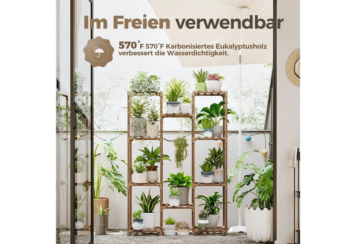 Bamworld Blumenständer Pflanzenständer Hoher Pflanzenstufen Pflanzenregal - Bild 5