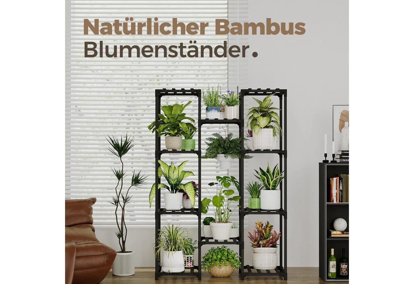 Bamworld Blumenständer Pflanzenständer Hoher Pflanzenstufen Pflanzenregal - Bild 3