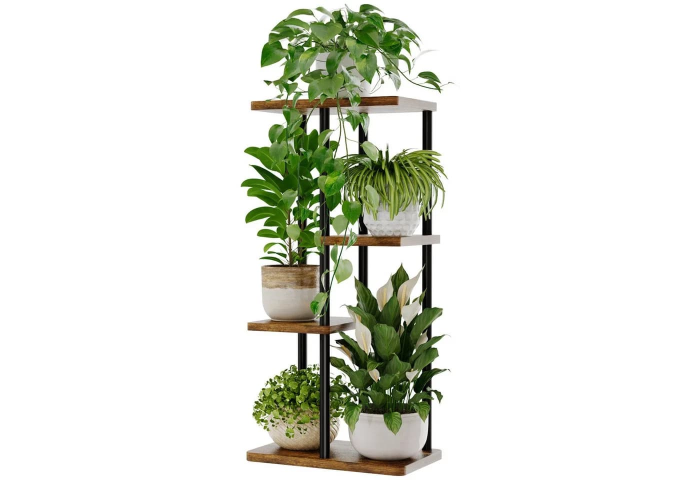 Bamworld Blumenständer Pflanzenständer 4 Ebenen Braun - Bild 2