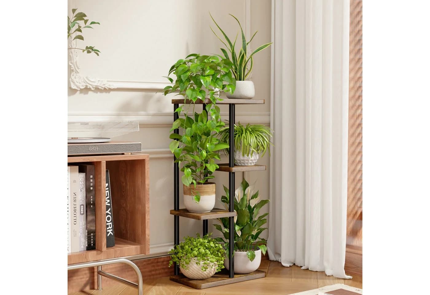 Bamworld Blumenständer Pflanzenständer 4 Ebenen Braun - Bild 4