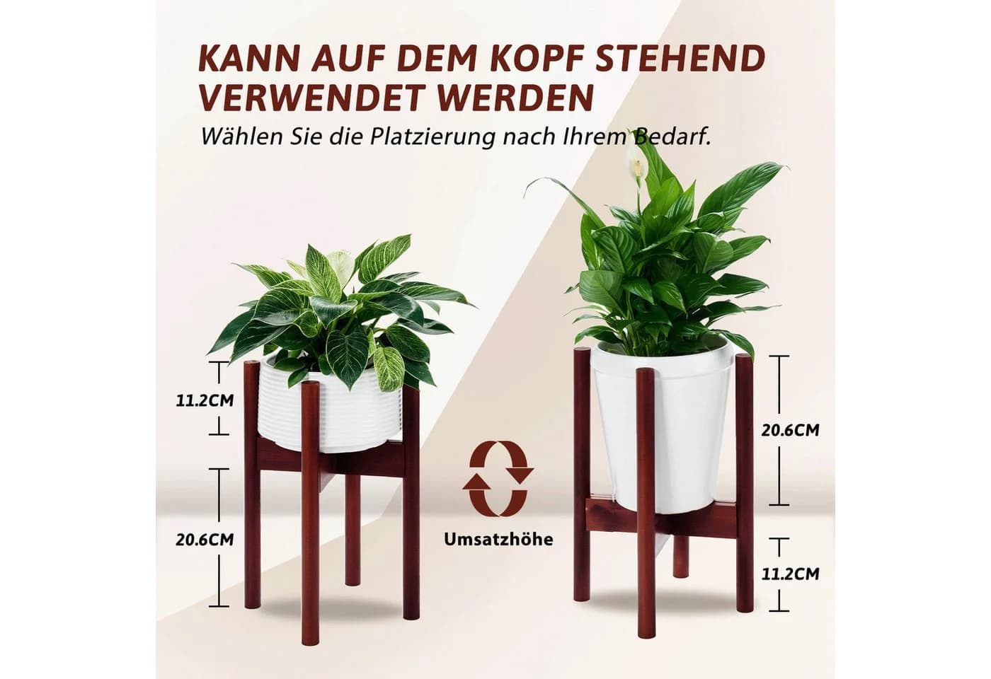 Bamworld Blumenständer Pflanzenhocker Höhenverstellbar Kippsicher