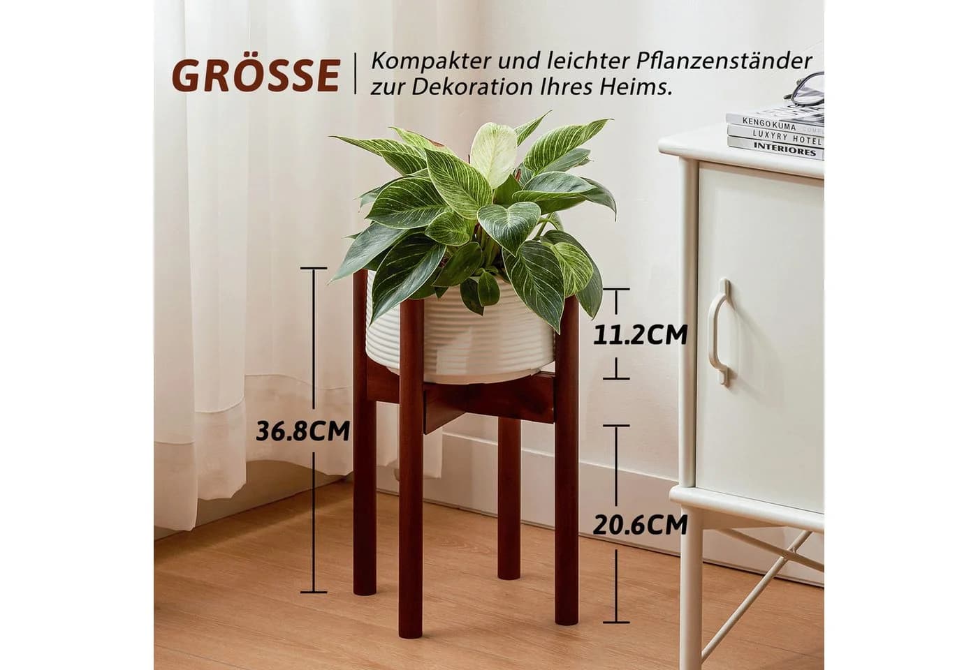 Bamworld Blumenständer Pflanzenhocker Höhenverstellbar Kippsicher - Bild 3