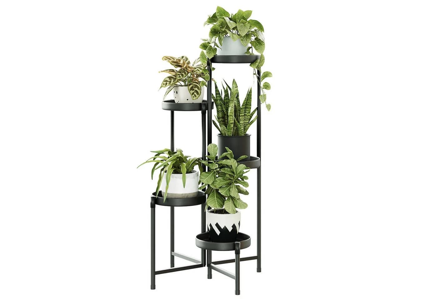 Bamworld Blumenständer 5 Ebenen Schwarz Metall - Bild 2