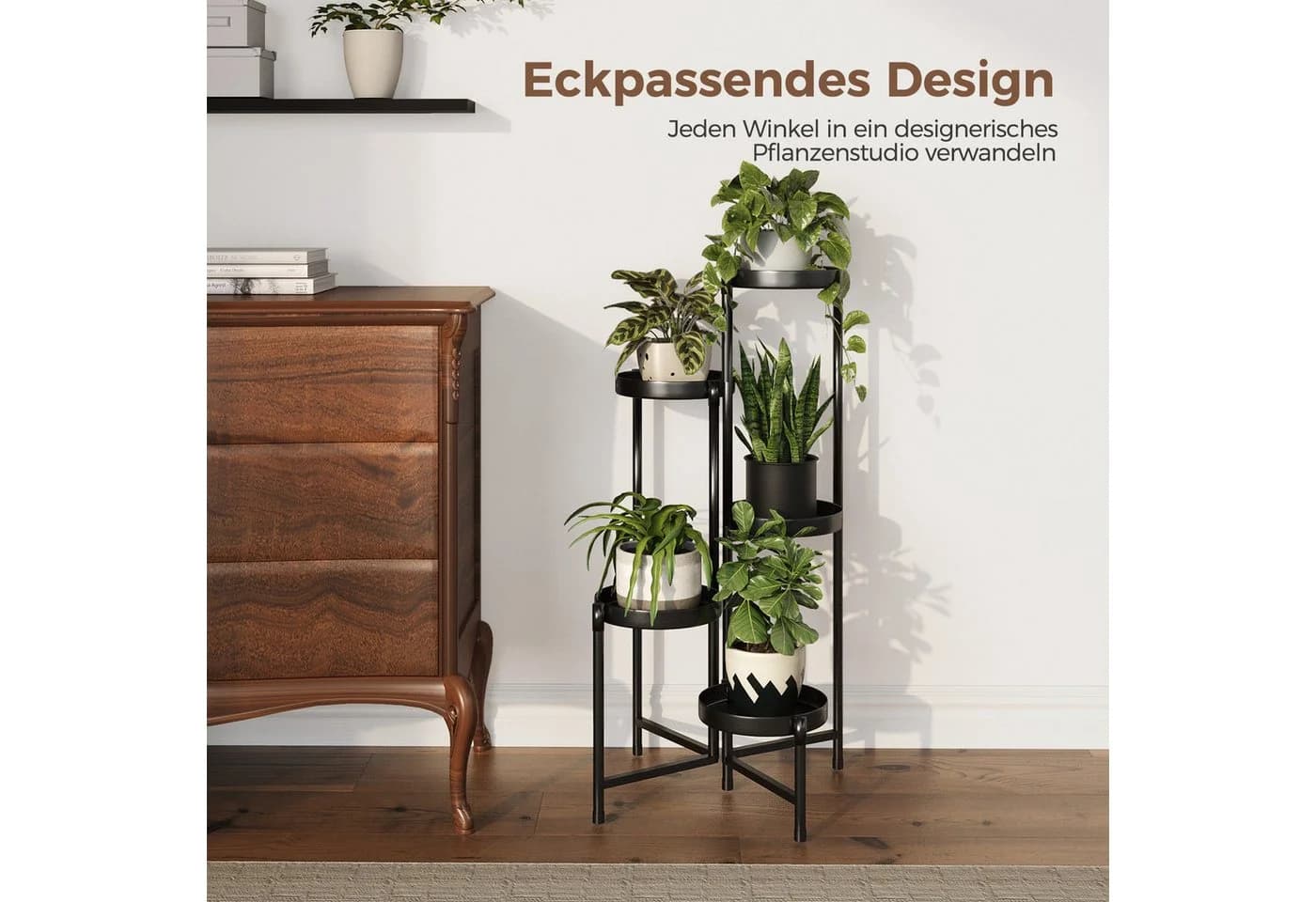 Bamworld Blumenständer 5 Ebenen Schwarz Metall - Bild 3