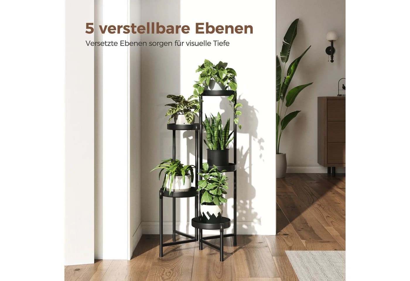 Bamworld Blumenständer 5 Ebenen Schwarz Metall - Bild 4