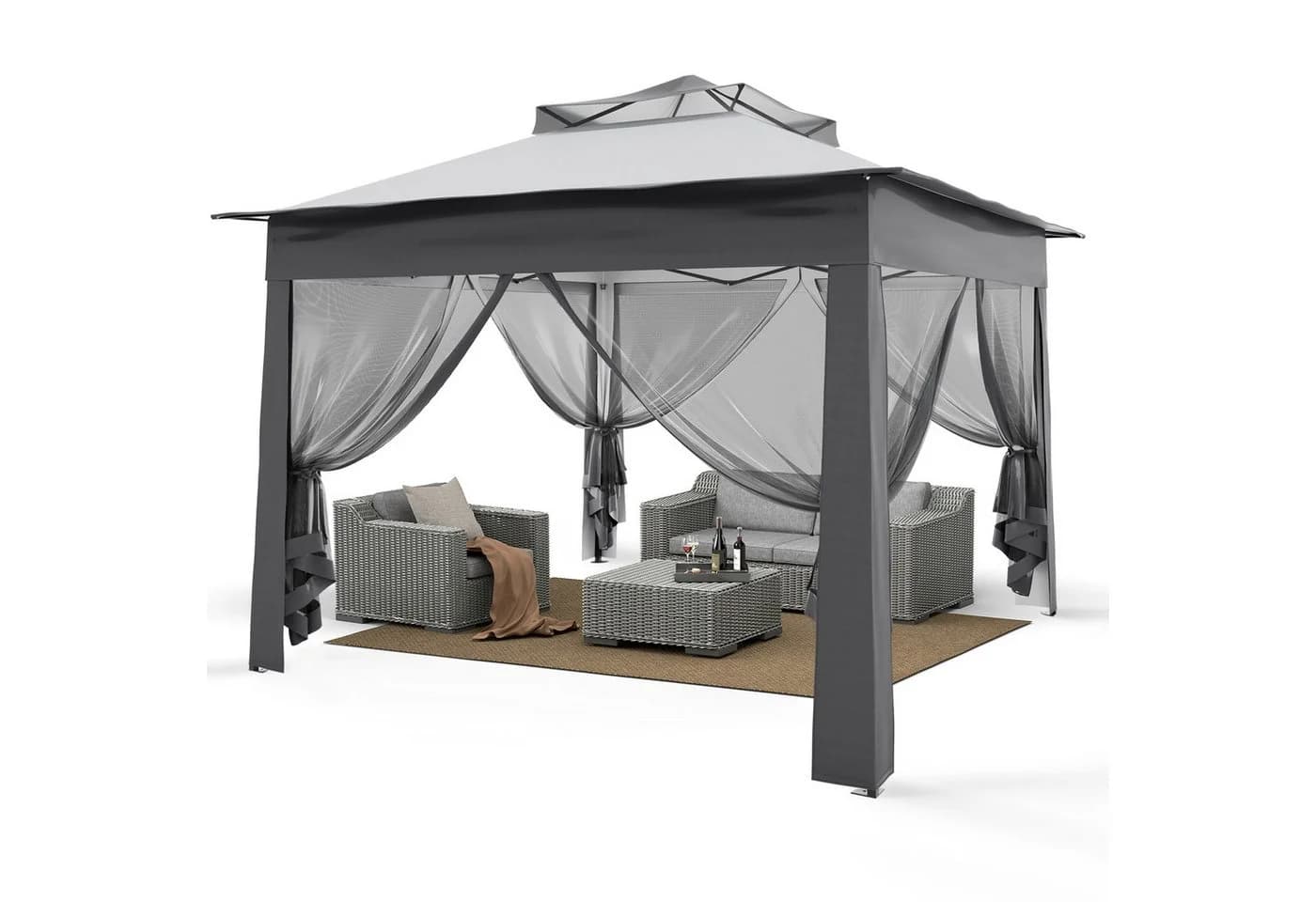 Puluomis Faltpavillon 3x3m Faltbar mit Moskitonetz - Bild 2