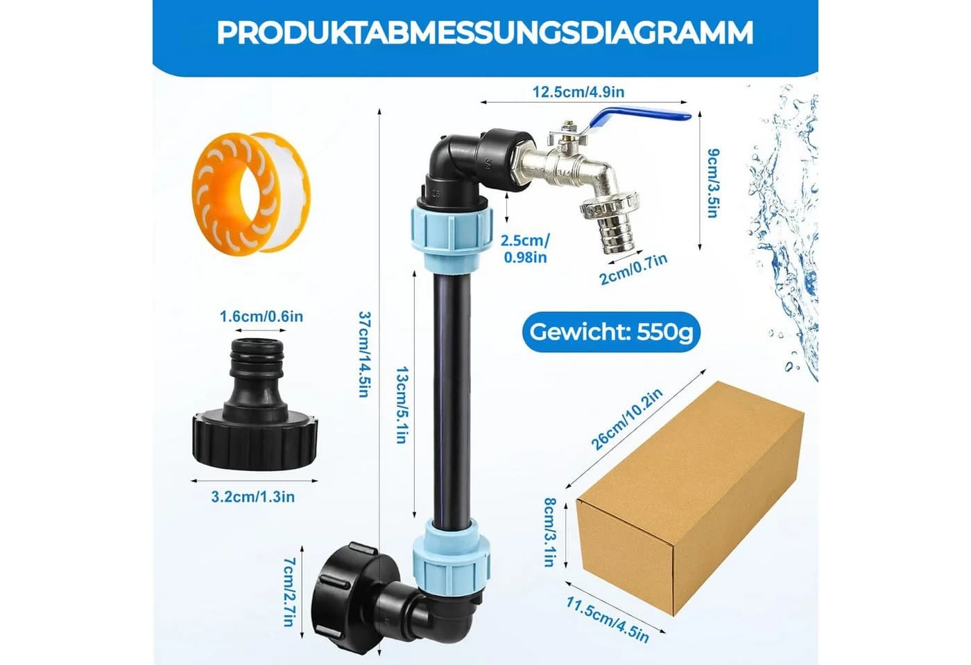 PRIISF Regentonne IBC Regenwassertank Adapter Messing