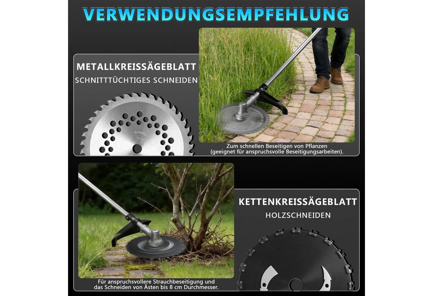 XERSEK Elektro-Rasentrimmer 1380W Akku-Freischneider Bürstenloser Motor - Bild 4